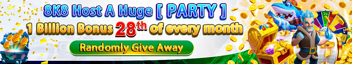 8k8 PARTY monthly bonus — tap to show full terms